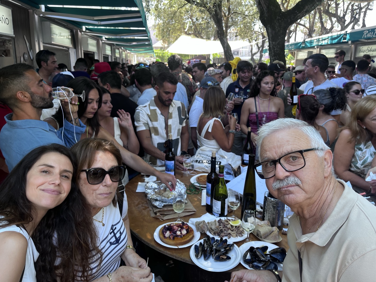 The family at the Albariño festival stalls